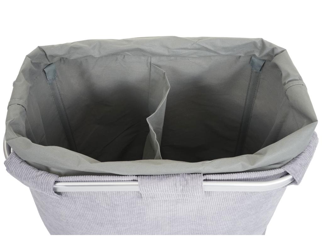 Bohometop-C34 Laundry Hamper, 2 Compartments, 56x49x30cm, 82L - Grey 80726KSCH