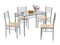Dining Table and 4 Chairs Set, Metal Frame, Glass Kitchen Table for Dining Room, Kitchen, Restaurant, Living Room 21678EVMF