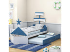 Trundle bed 90x200cm 90x190cm sailboat-shaped bed frame with slatted base at Bohometop blue storage cupboard 77000ZZAU