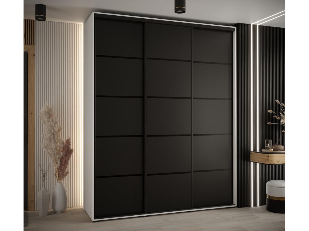 Homelumiere 4-Door Sliding Wardrobe 235.2/190/60 3 Doors White/Black/Black