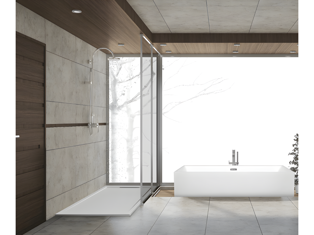 200x80 cm shower tray, Bohometop line, made of resin and marble powder with marble resin side grate, 24777TBOM