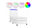 Bed base with mattress and LED lighting, white, 80x200