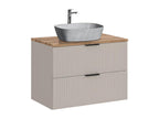 Bohometop Cashmere Wood and Stone Effect 80cm Single Sink Vanity Unit and Tall Cabinet 84480WMFM