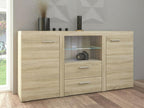 Homelumiere 104 Chest of Drawers, Oak Finish, with Drawers and Doors, 2 Drawers, 82x157cm