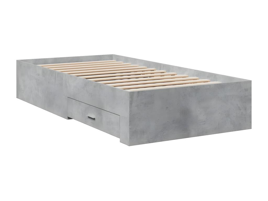 Bed frame and drawers, concrete grey, 90x190 cm, engineered wood, 55433NGHK