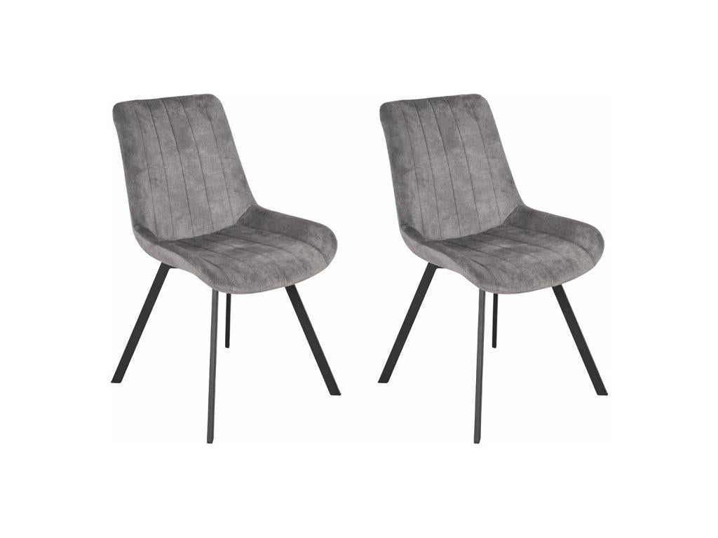 Set of 2 chairs in grey velvet upholstery with metal legs - Bohometop 2 22592JRDH