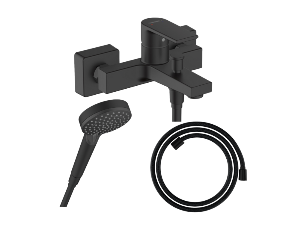 Bohometop Bath/Shower Mixer Pack, Shape Flexible Hose, Bohometop Shower Head, 100mm Matte Black Bohometop 82386DHOX