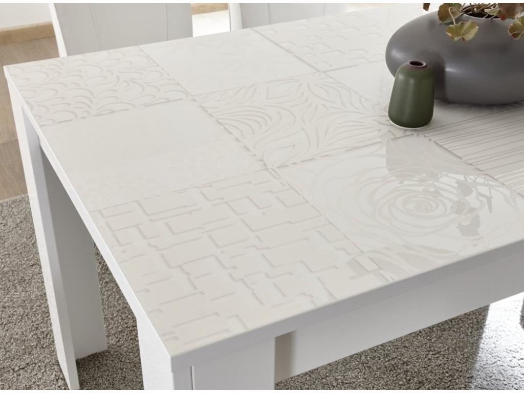 Extendable table for 4 to 6 people, L 137 to 185cm, glossy white lacquer, Zebra 16961KPLE