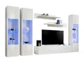 FLY C3 TV unit, glossy white design - Modern and trendy wall-mounted unit for your living room.
