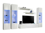 FLY C3 TV unit, glossy white design - Modern and trendy wall-mounted unit for your living room.