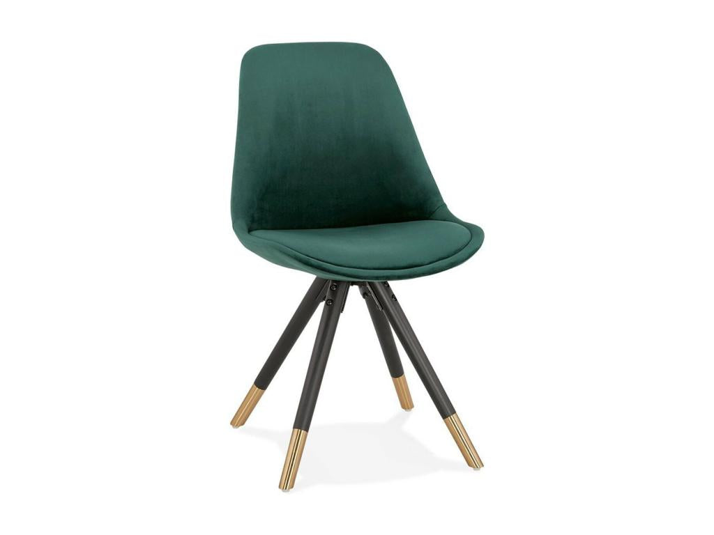 Vintage Velvet/Wood Chair Homelumiere 83cm Green/Black