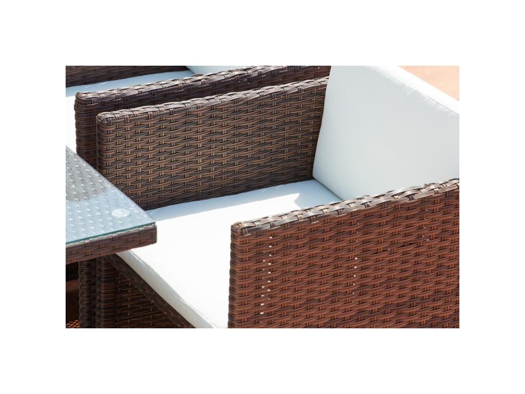 Bohometop 24145FBHP 4-seater garden furniture set in brown/white woven resin