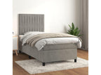 Upholstered bed base and mattress, light grey, 80x200 cm, velvet, 37519TIRM