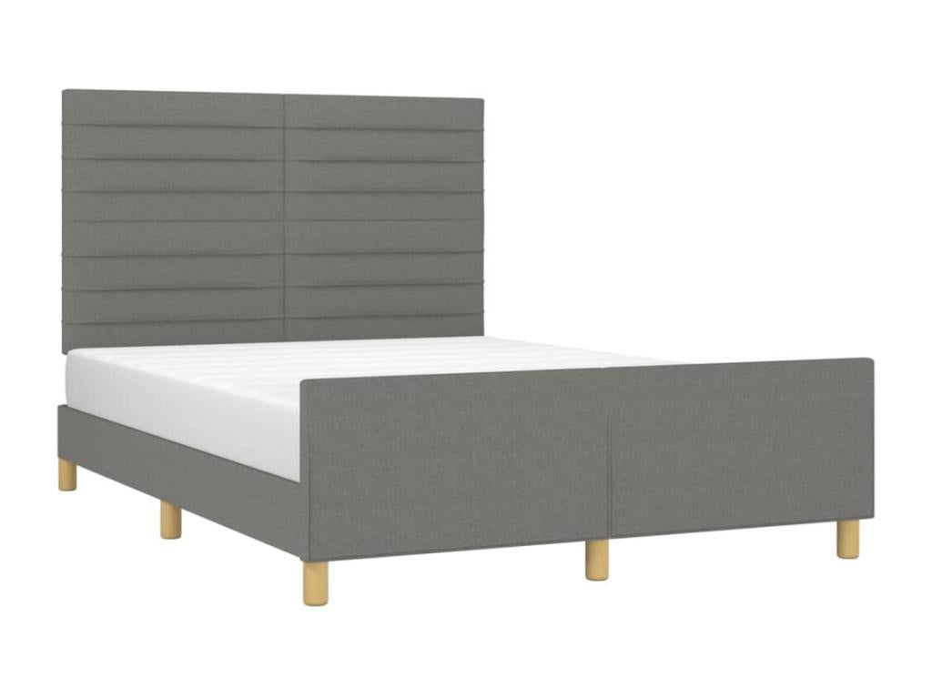 Bed with headboard, dark grey, 140x200 cm, fabric