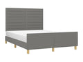 Bed with headboard, dark grey, 140x200 cm, fabric