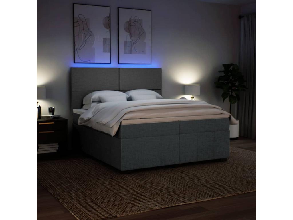 Homelumiere bed base with dark grey 200x200cm mattress, fabric