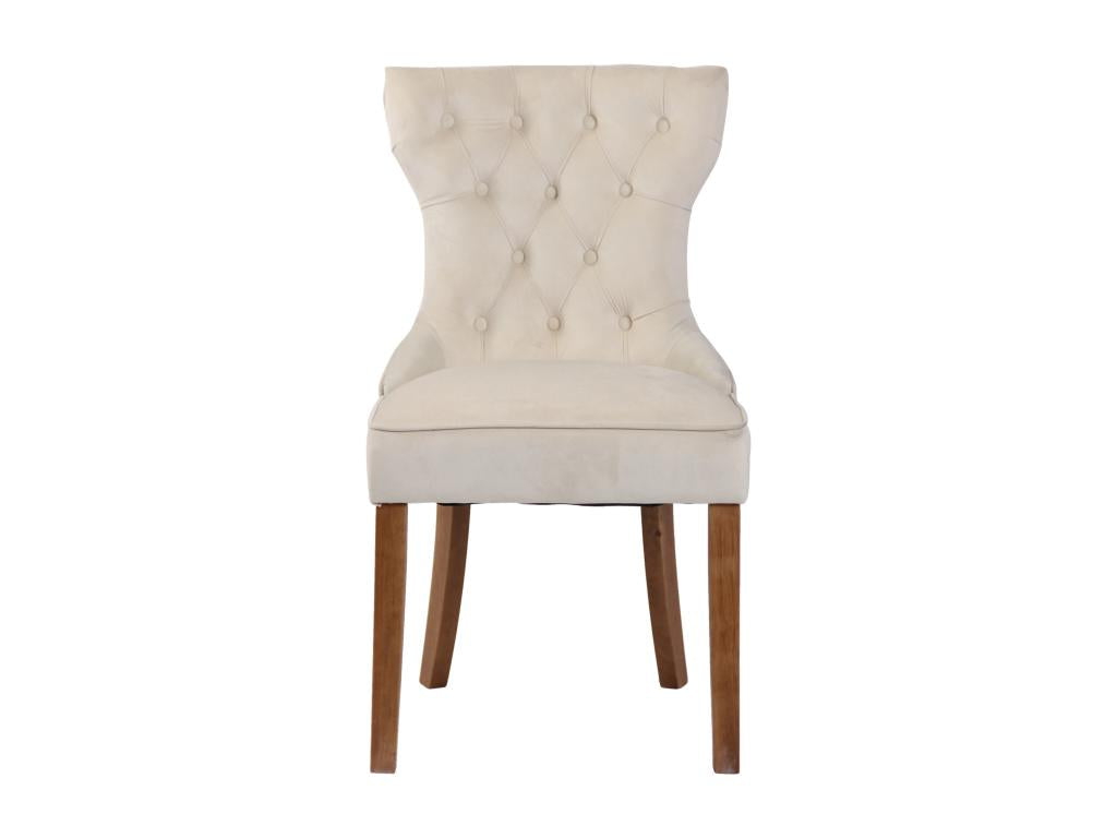 Dining chair - Velvet/Wood - Cream - Bohometop 95855KIDU