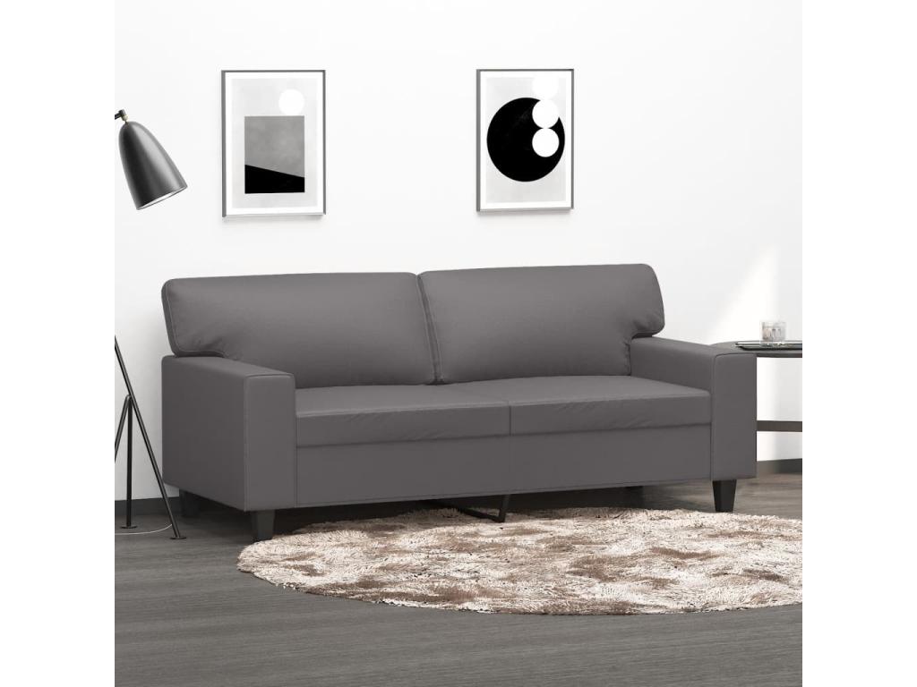 2-Seater Sofa Grey 140cm Faux Leather 80631QDBY