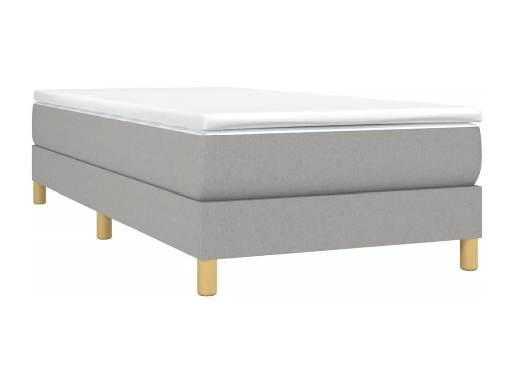 Light grey bed frame without mattress, 100x200 cm, fabric