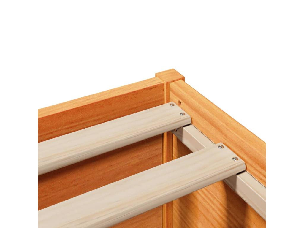 Bed frame without mattress, brown wax finish, 160x200cm, solid pine wood, 34261ZDEA