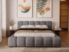 Upholstered bed with storage - 120x200 - double bed - velvet - grey - Bohometop 28923NDTR