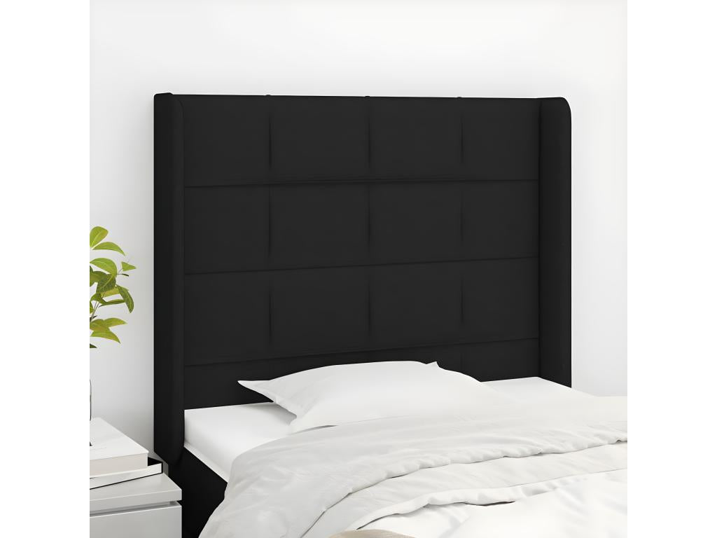 Headboard with wings, Black, 93x16x118/128 cm, Fabric, 56595IGWD