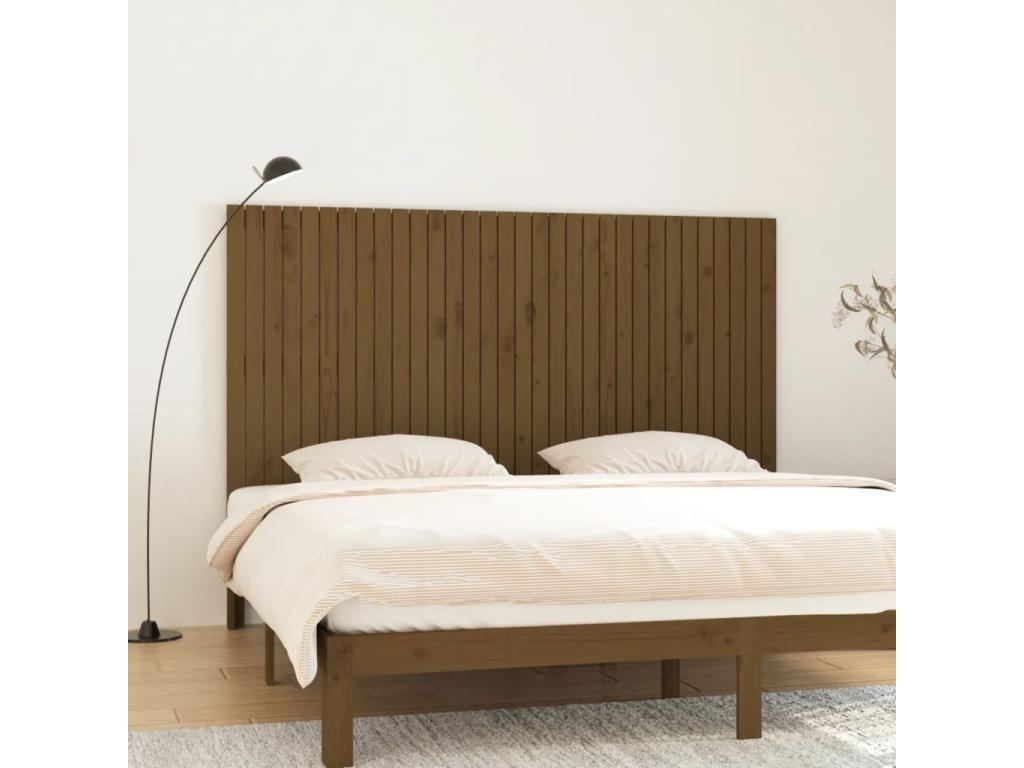 Wall-mounted headboard, honey brown, 204x3x110 cm, solid pine wood, 82367HLQP
