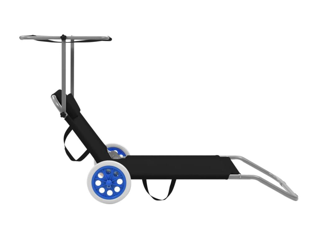 Black sun lounger/deckchair 146x63x55 cm 02 0012825 56268JWOV