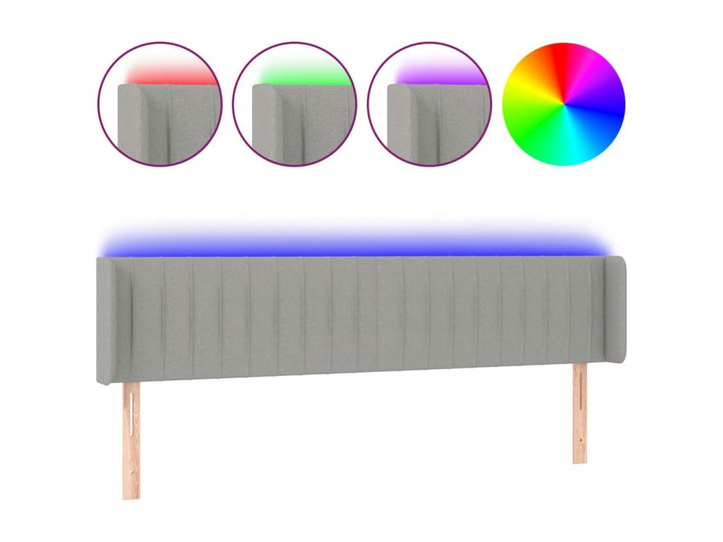 Light Grey LED Headboard 183x16x78/88 cm Fabric 89834ZEMM