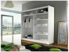 Bohometop 144 White Wardrobe 215x180x58cm Sliding Wardrobe Doors 30609OJRJ
