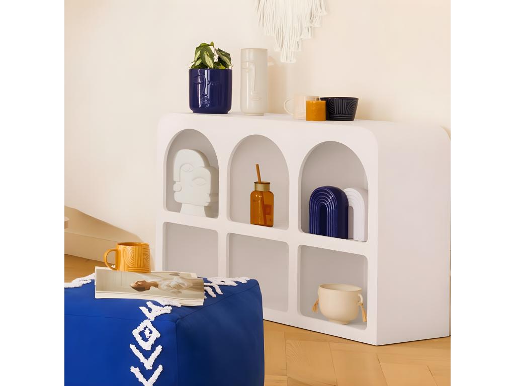 White wooden cabinet with 6 shelves, 110x71 cm