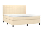 Upholstered bed base with mattress, Cream, 160x200 cm, Fabric