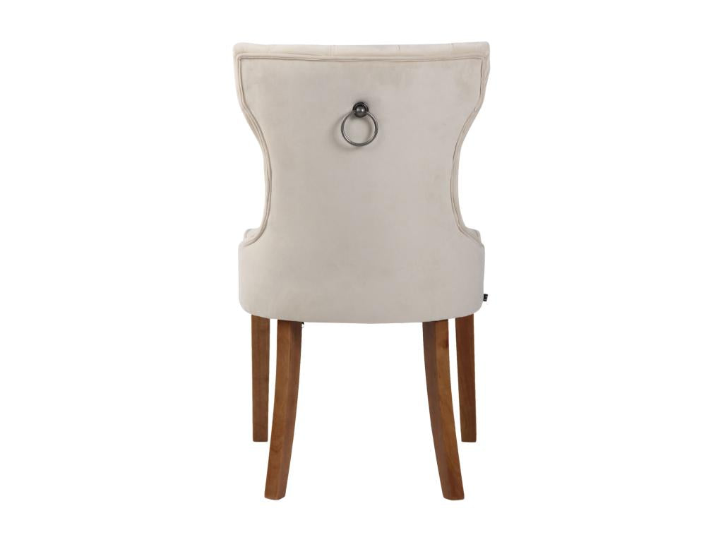 Dining chair - Velvet/Wood - Cream - Bohometop 95855KIDU