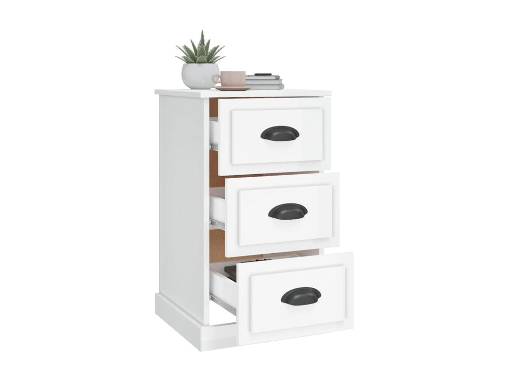 High-gloss white bedside table, 39x39x67 cm, engineered wood, 60846KNRE