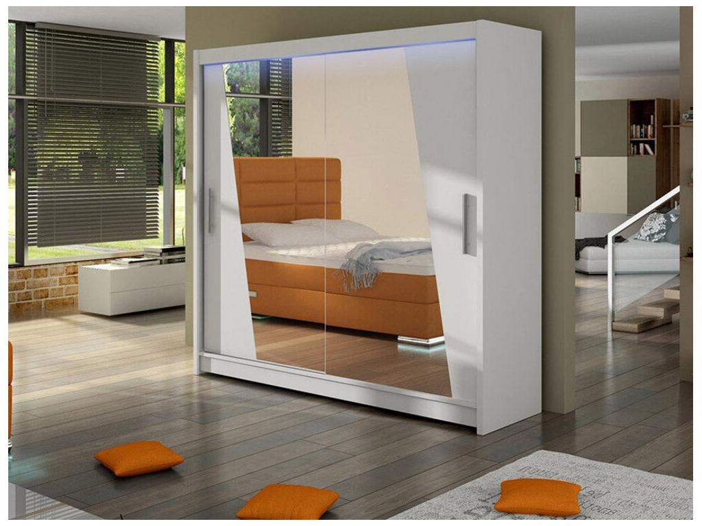 Bohometop 144 White Wardrobe 215x180x58cm Sliding Wardrobe Doors 30609OJRJ