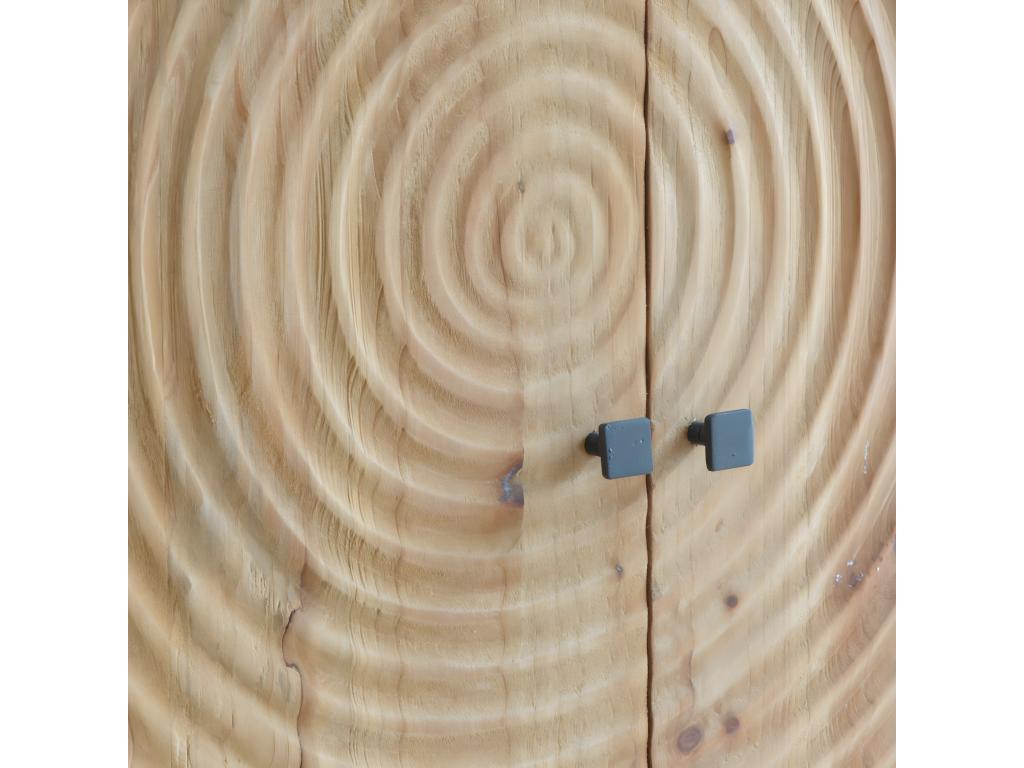 Round Pine and Metal Cabinet 84828SJKS