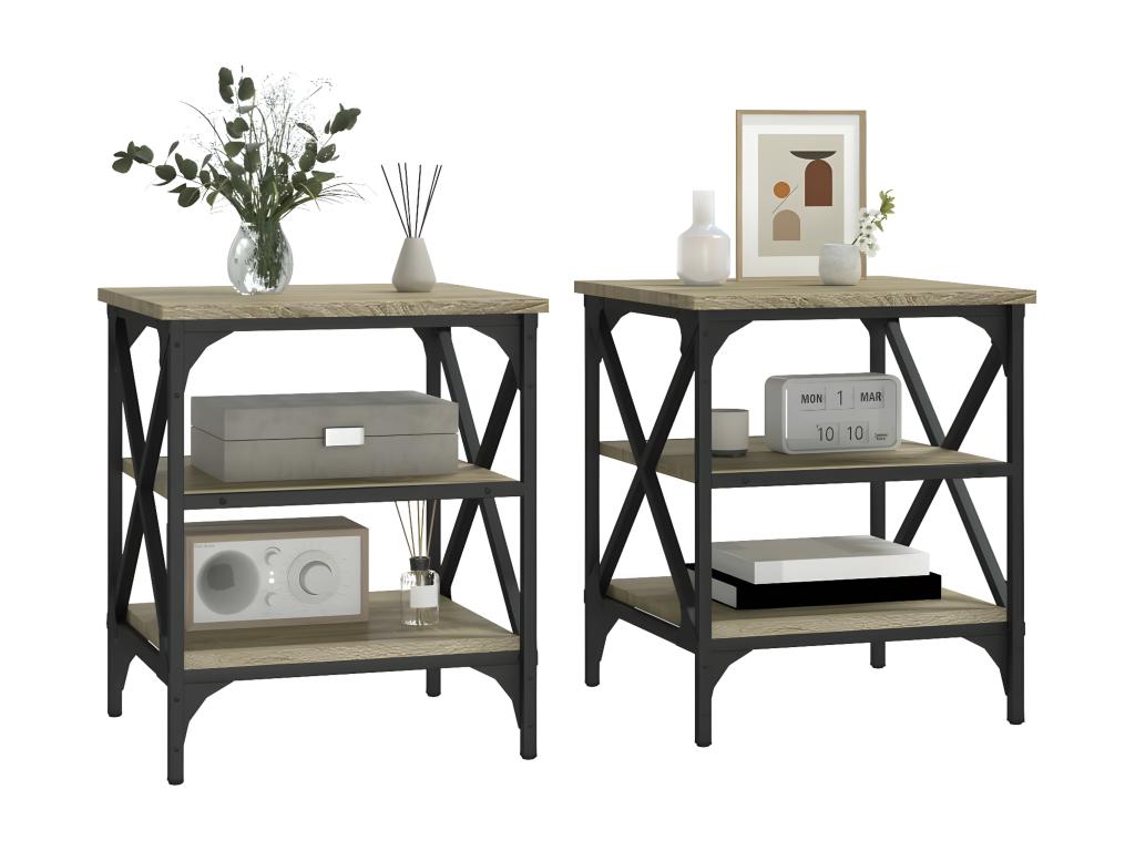 Homelumiere Oak Side Tables, 2 pcs, 40x42x50 cm, Engineered Wood