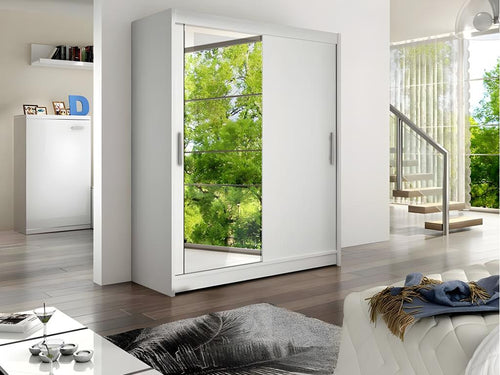 Bohometop 112 White Wardrobe 200x150x58cm Sliding Wardrobe Doors 85353HHLR