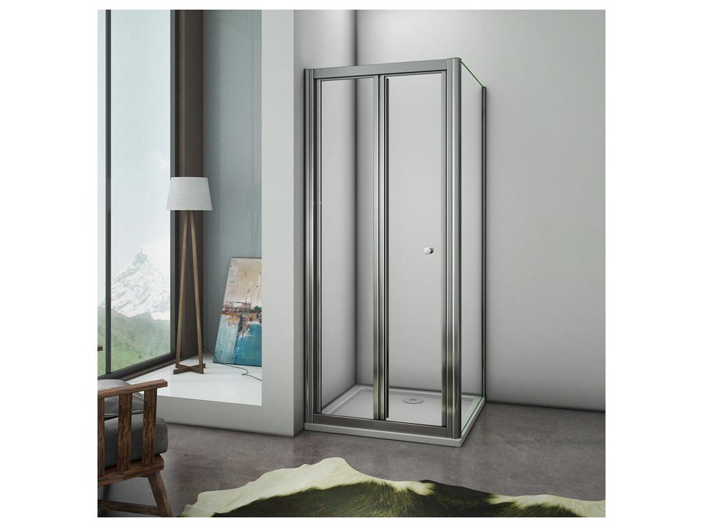 Folding shower enclosure 90x70x185cm, 90cm folding shower door with a fixed shower screen, safety and transparent glass 12752RNGU