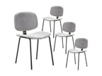 Bohometop - Set of 4 Light Grey Corduroy Chairs with Black Metal Legs 53663JQAW