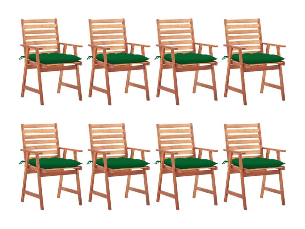 Bohometop 8-Piece Outdoor Dining Chairs with Cushions, Solid Wood, 49288WEEX
