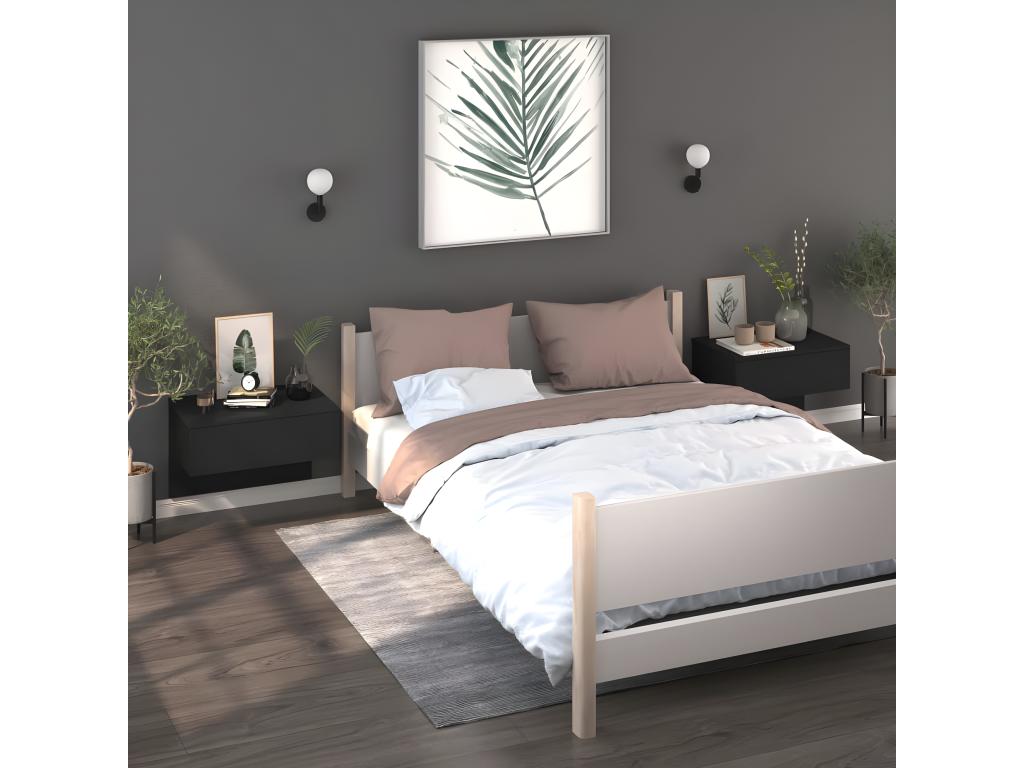 2-Piece Wall-Mounted Bedside Tables, Black 86418UZVH