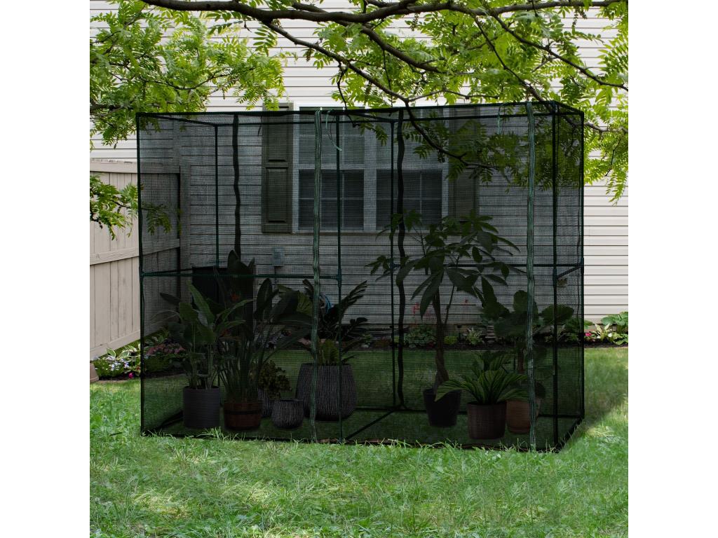 Garden greenhouse, tomato greenhouse, sun protection net, UV-resistant, 50-60 cm shade, 2 roll-up zippered doors, steel, Homelumiere, dark green