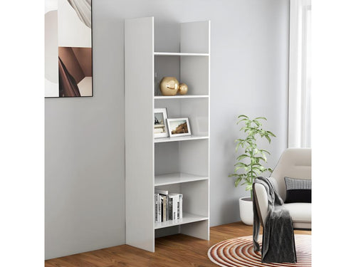 Glossy white bookcase, 60x35x180 cm, chipboard
