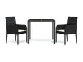 3-Piece Black Garden Dining Set with Cushions