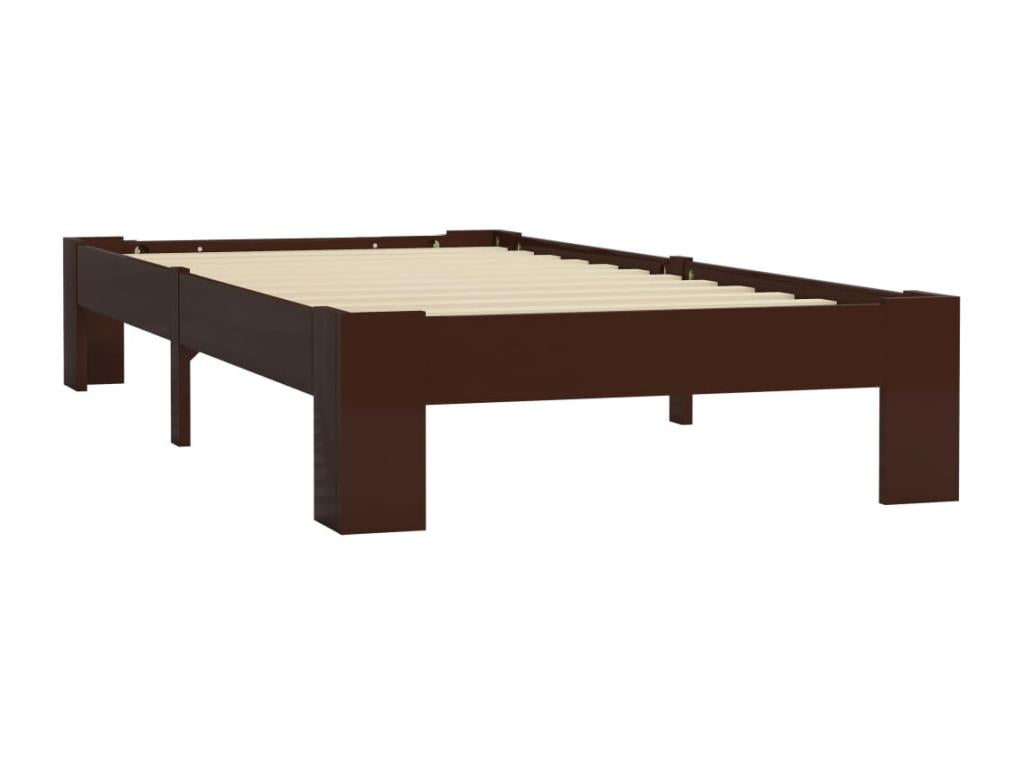 Dark brown bed frame, solid pine wood, 90x200 cm