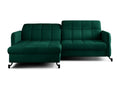 Left-hand corner sofa bed with adjustable headrests, dark green quilted velvet, Bohometop, 225cm, 37730LEYN