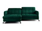 Left-hand corner sofa bed with adjustable headrests, dark green quilted velvet, Bohometop, 225cm, 37730LEYN