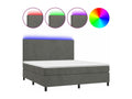 Upholstered bed base with mattress and LED lighting, Dark Grey, 180x200 cm, Velvet, 93374MXWW