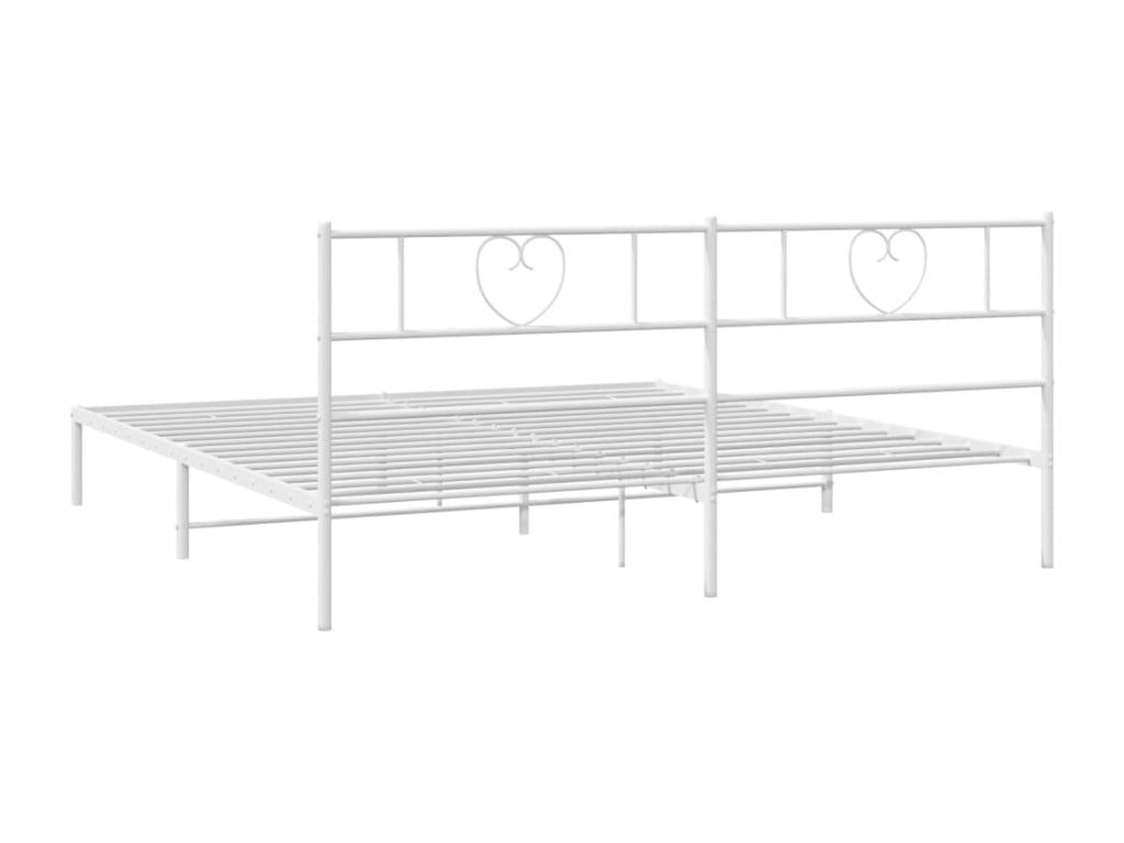 Metal bed frame with white headboard, 193x203 cm, 72343ZPWQ
